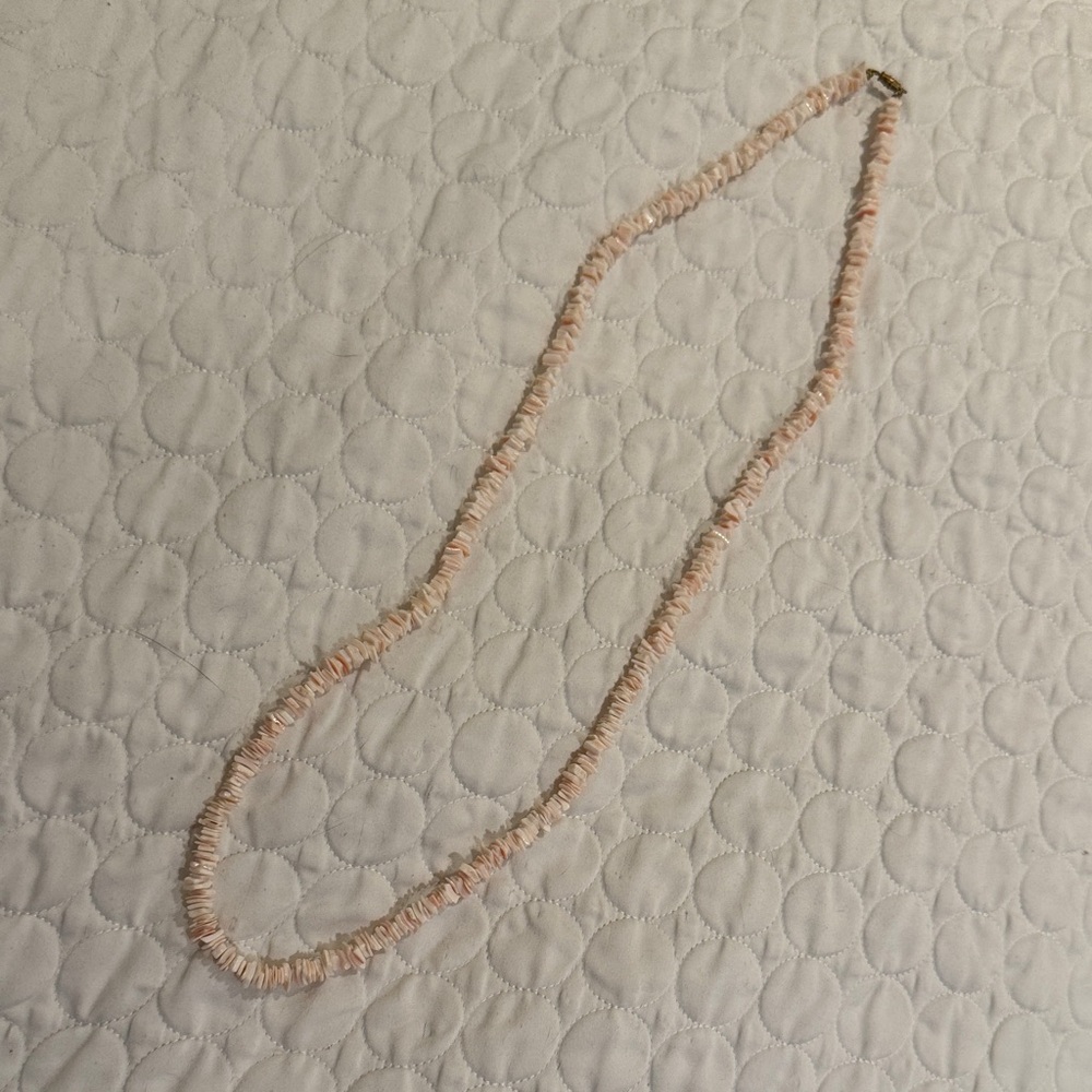 Women Elegant Chic long Pink Shell Necklace summer spring beaded beach look Y2K